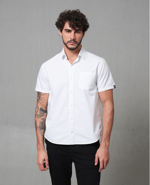 Camisa manga corta en popelina para hombre
