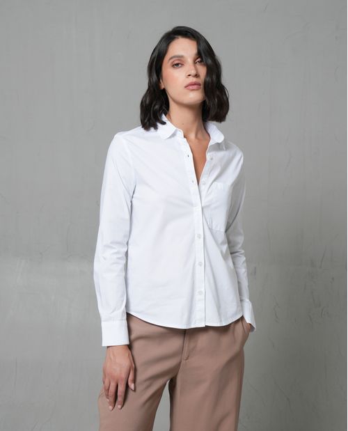Camisa manga larga con bolsillo para mujer