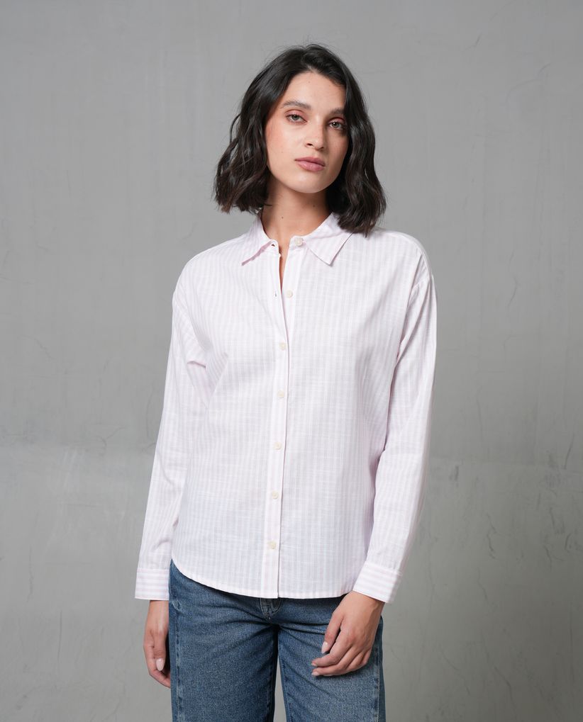 Camisa icónica con diseño preteñido a rayas para mujer