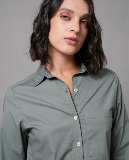 Camisa manga larga con bolsillo para mujer