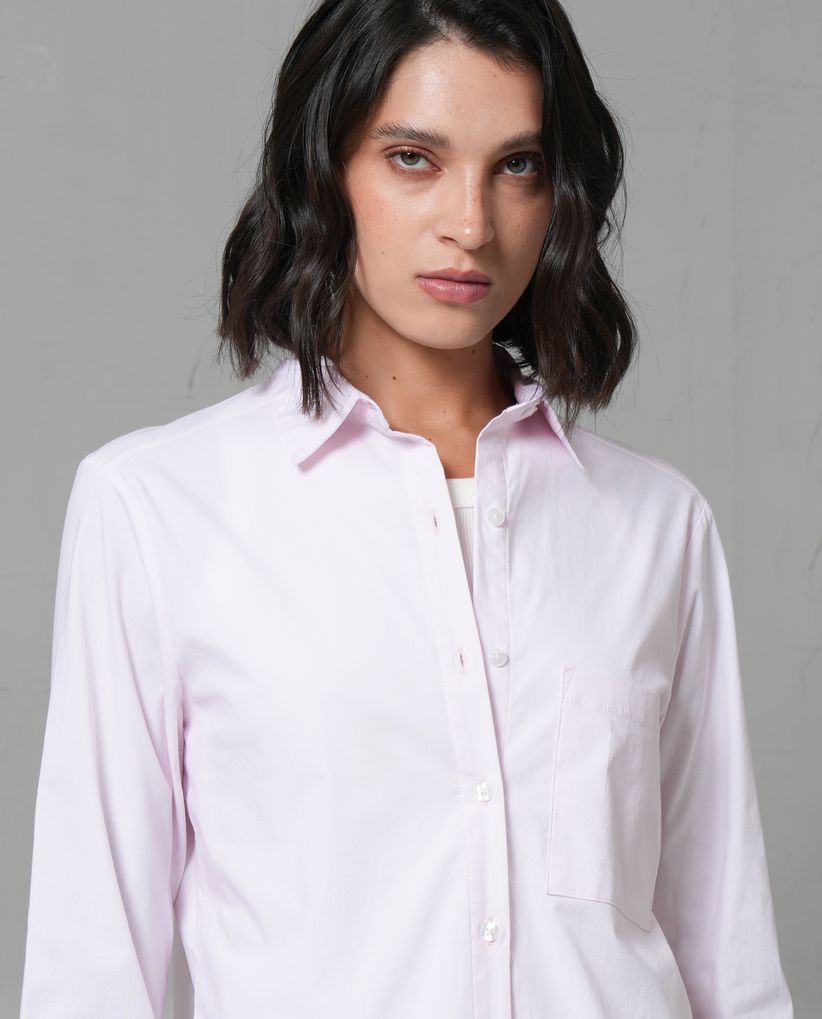 Camisa manga larga con bolsillo para mujer