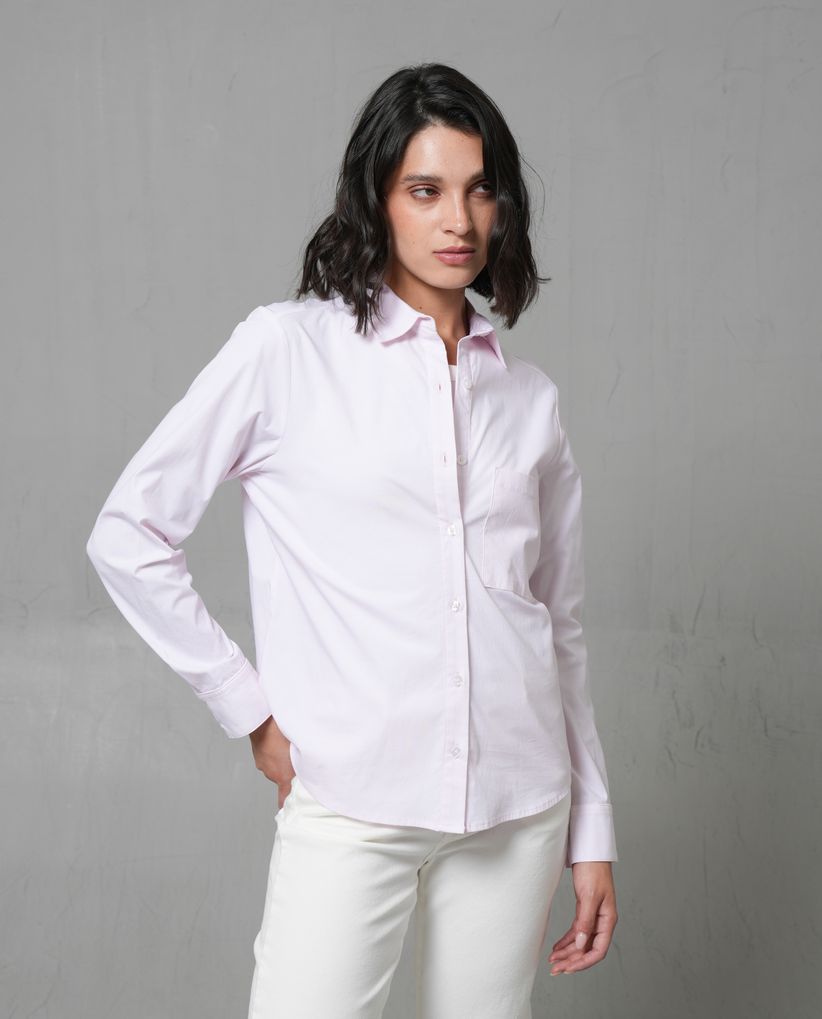 Camisa manga larga con bolsillo para mujer