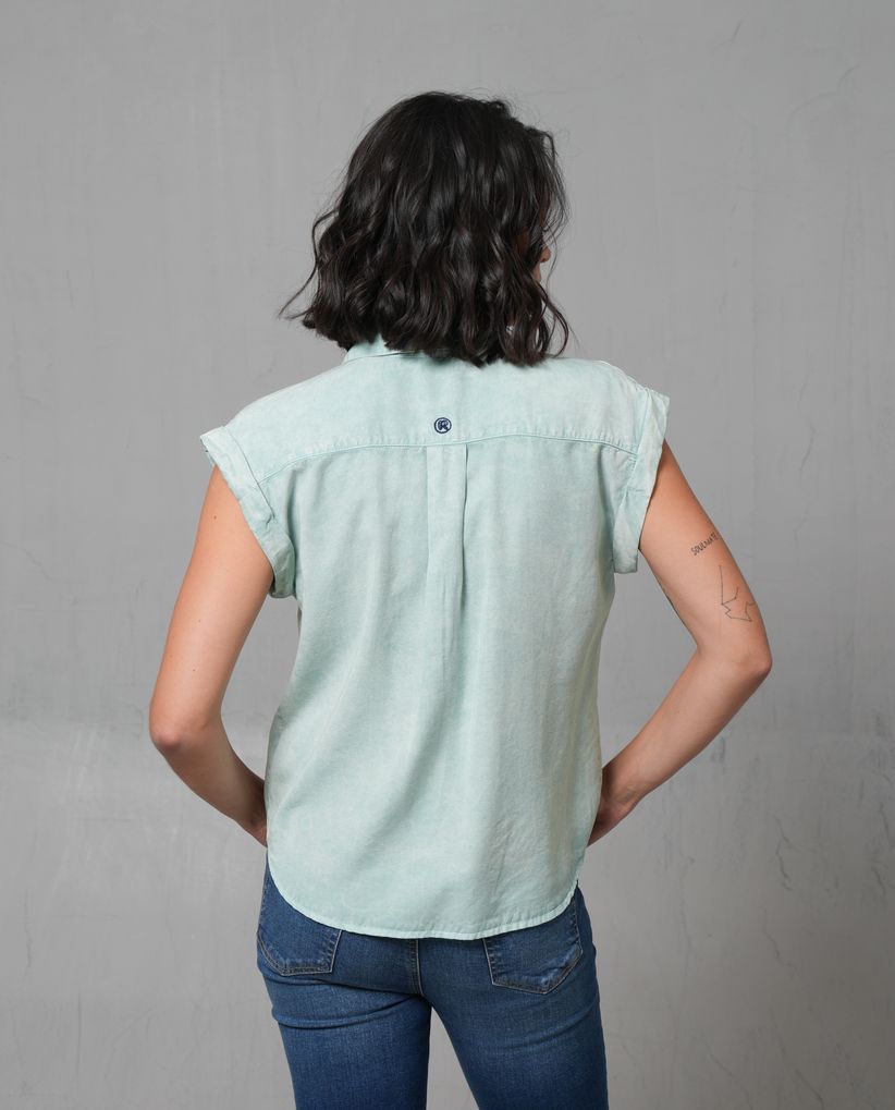 Camisa manga sisa con bolsillo para mujer