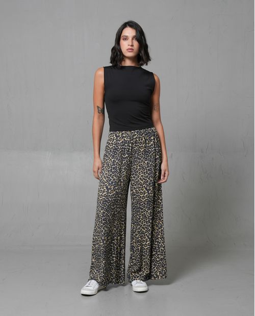 Pantalón Palazzo con pretina elástica para mujer