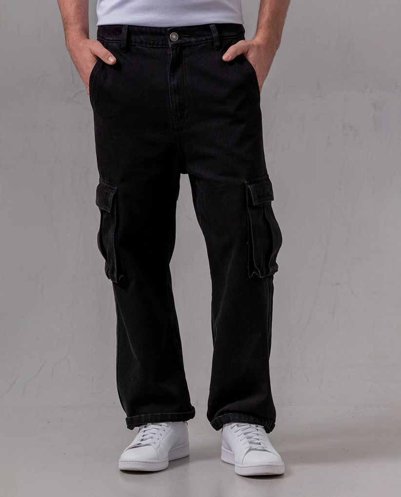 Jean Cargo negro para hombre