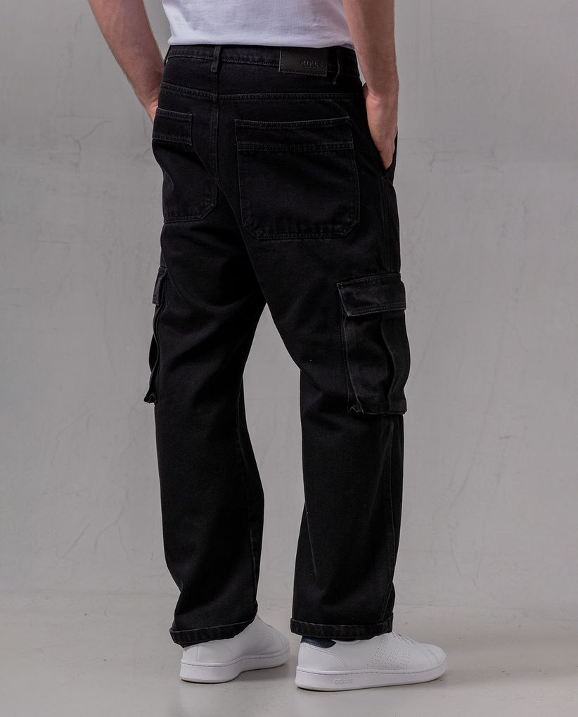 Jean Cargo negro para hombre