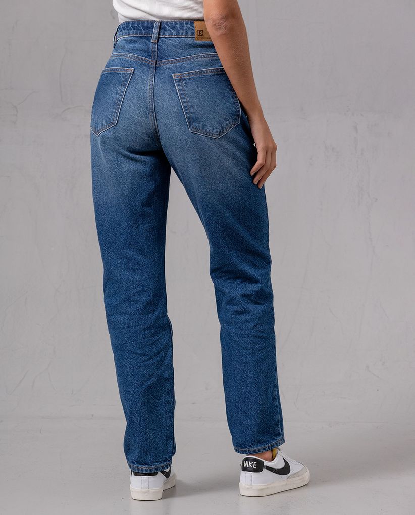 Jean Mom tiro medio para mujer