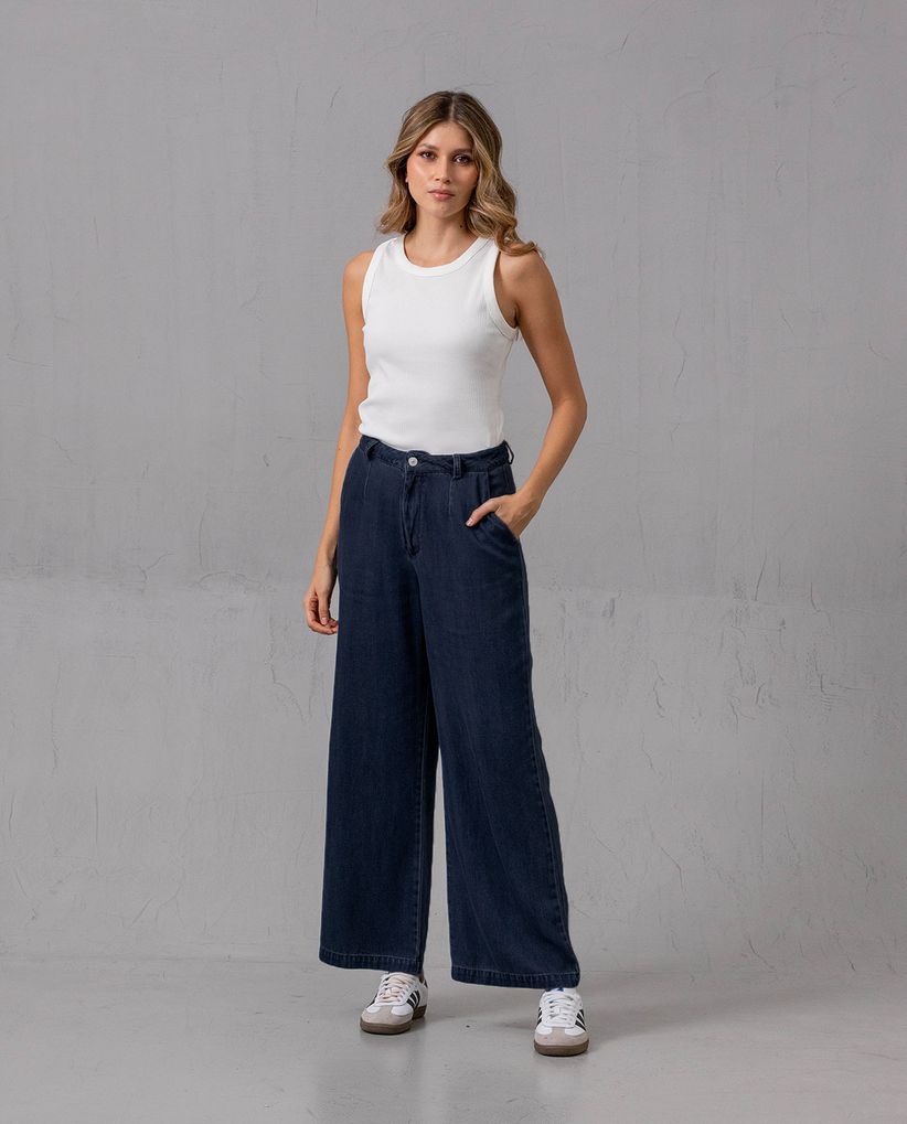 Jean Wide Leg en denim liviano para mujer