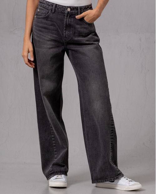 Jean tipo Barril tono negro para mujer
