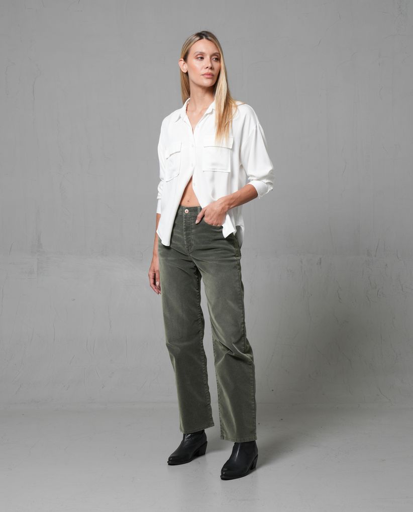 Pantalón Straight en velvet para mujer
