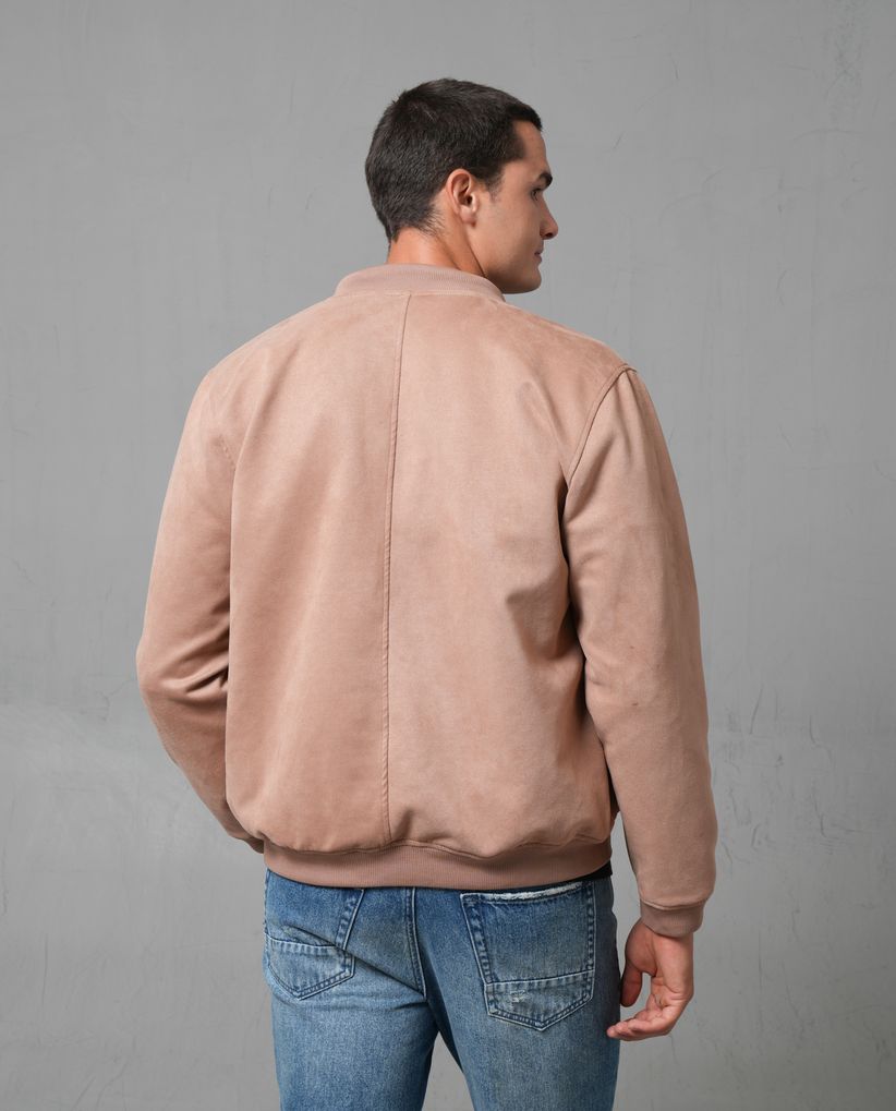 Chaqueta Bomber de efecto gamuza para hombre