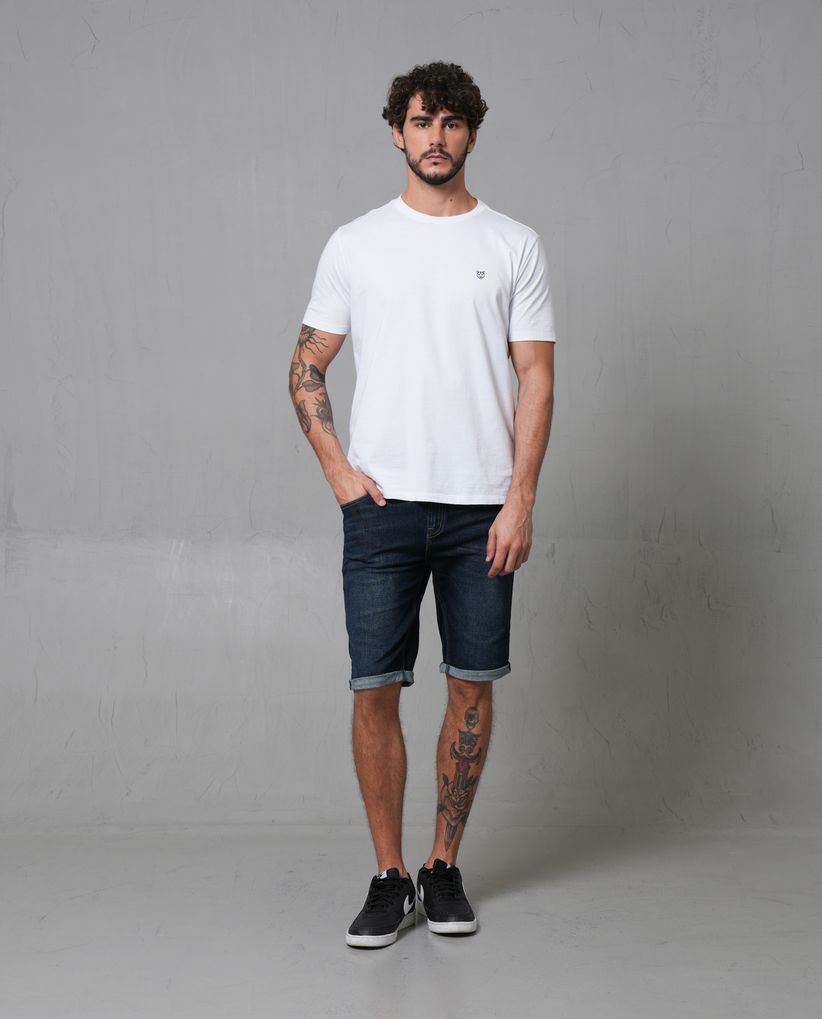 Bermuda en denim tono oscuro para hombre