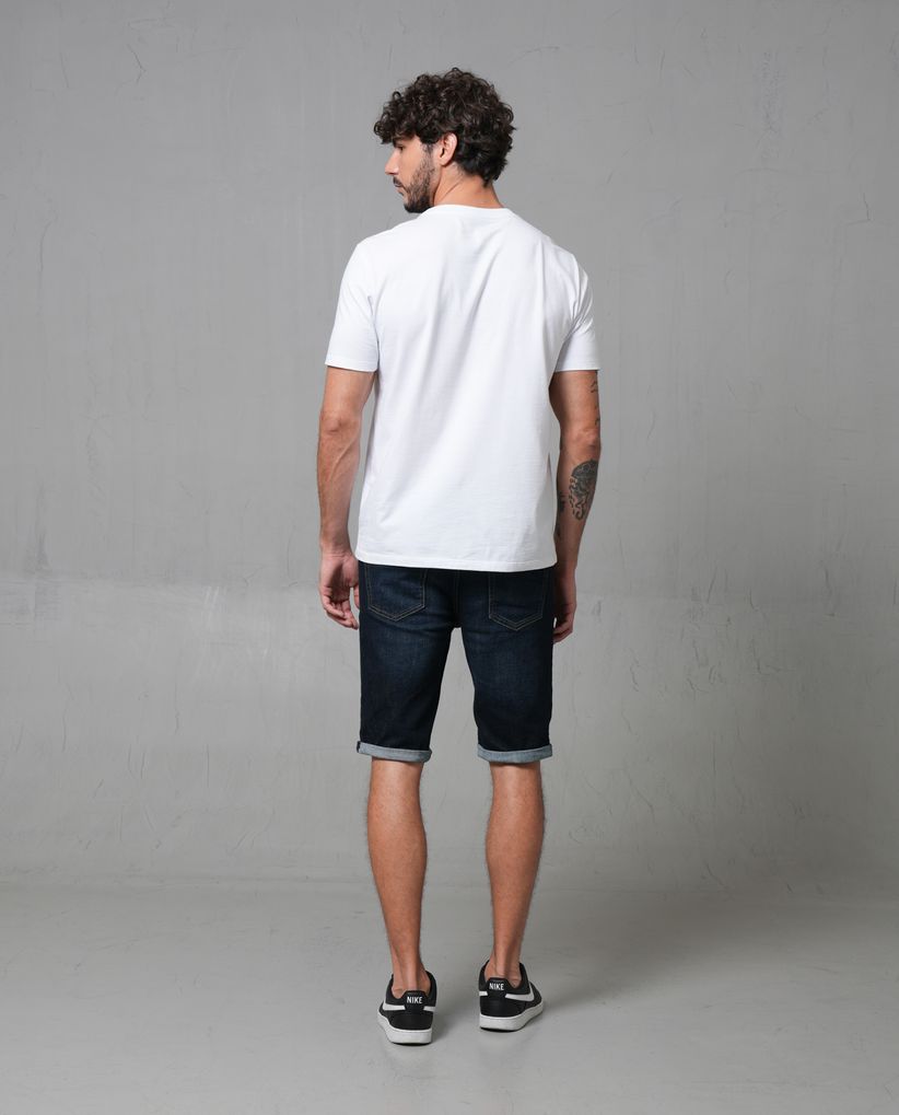 Bermuda en denim tono oscuro para hombre