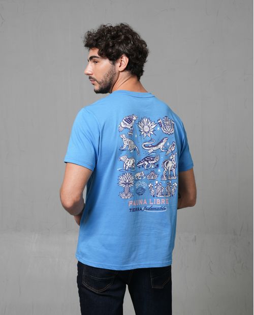 Camiseta con estampado en espalda para hombre