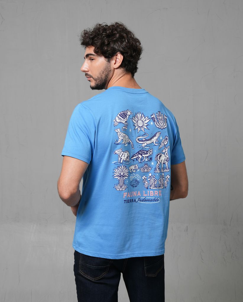 Camiseta estampada en espalda para hombre