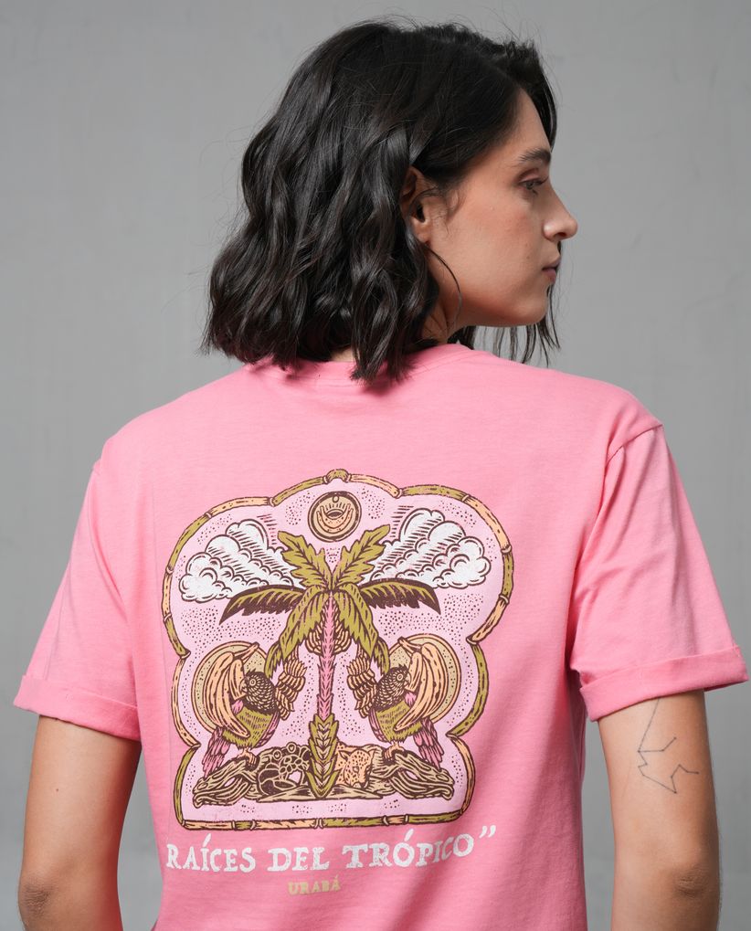 Camiseta con estampado en espalda para mujer