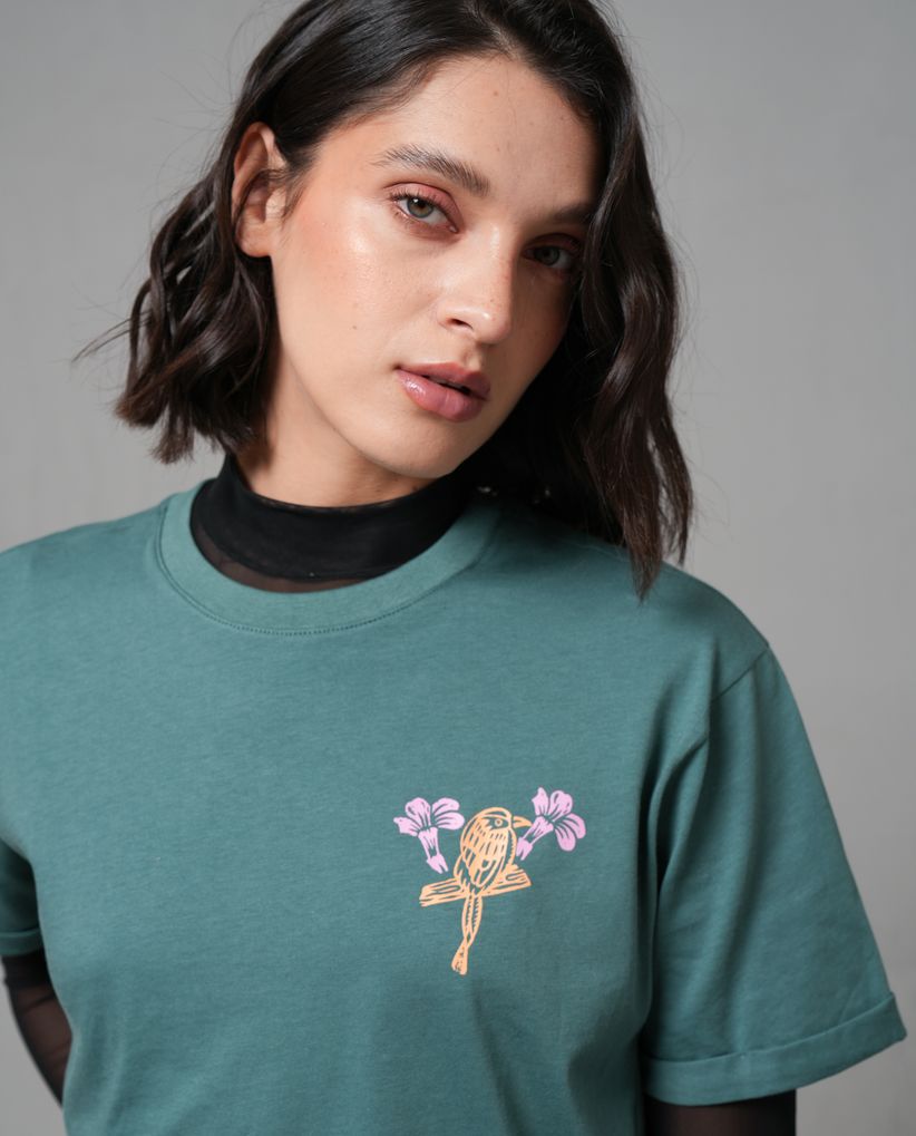 Camiseta básica estampada para mujer