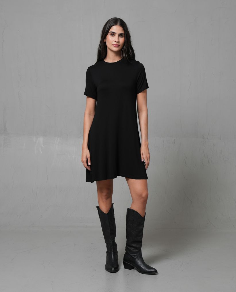 Vestido corto cuello redondo para mujer