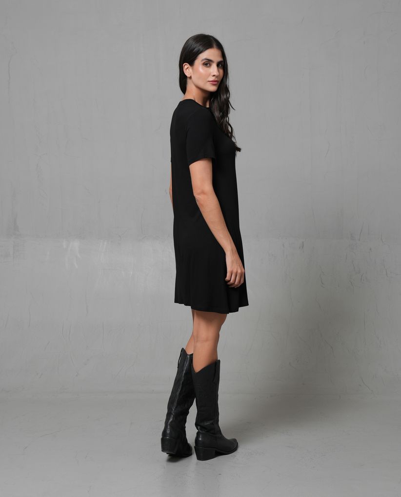 Vestido corto cuello redondo para mujer