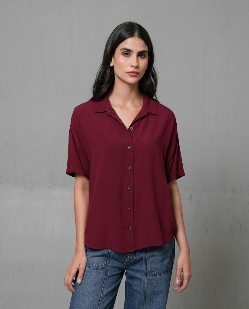 Camisa manga corta en viscosa para mujer