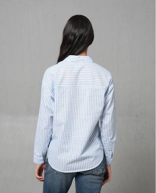 Camisa icónica con diseño preteñido a rayas para mujer