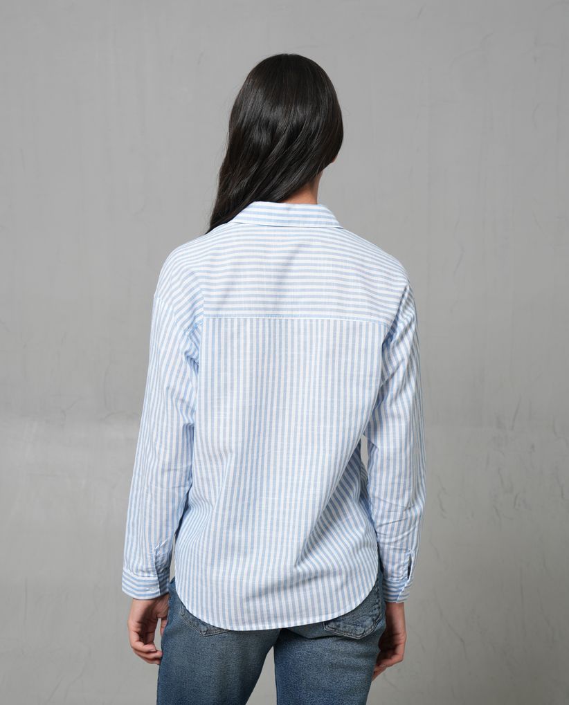 Camisa icónica con diseño preteñido a rayas para mujer