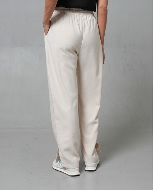 Pantalón con cintura elástica y abertura en bota para mujer