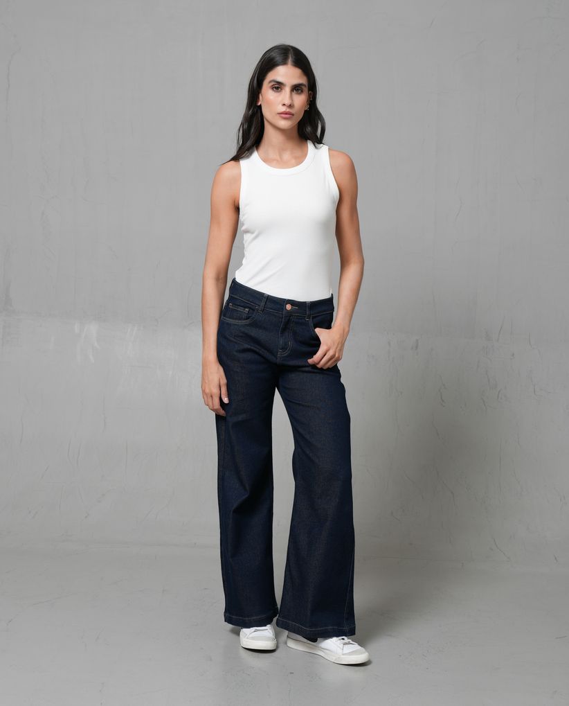 Jean Wide Leg semiajustado para mujer