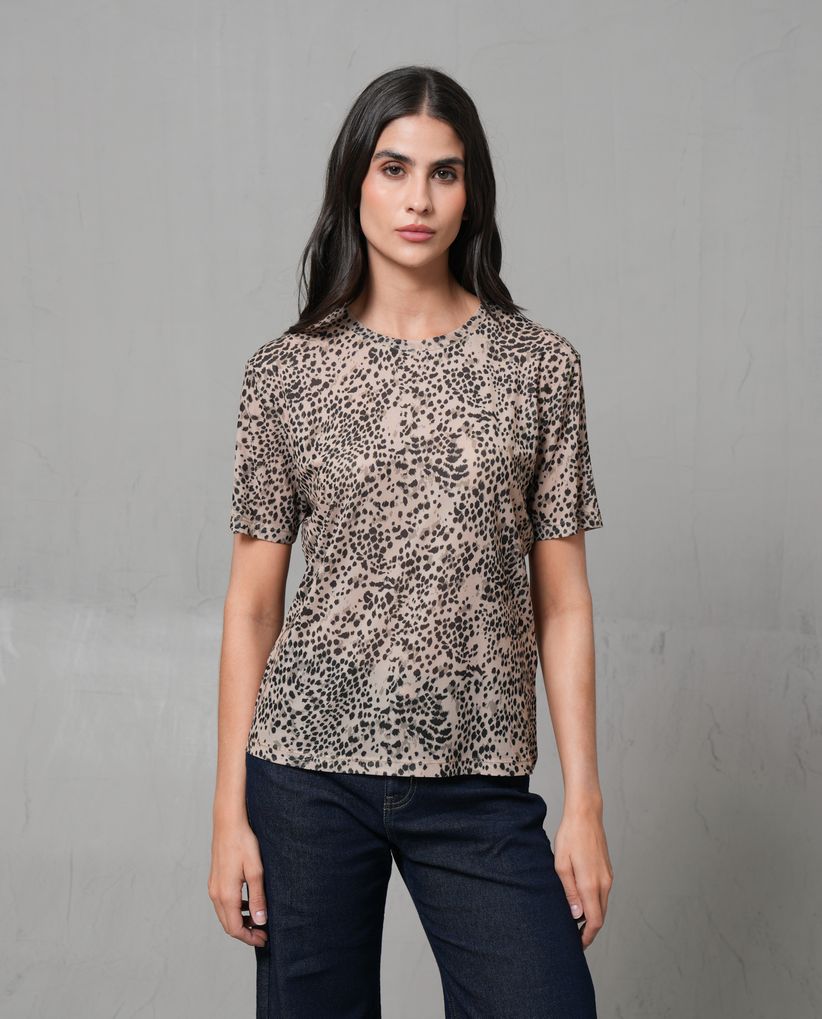 Camiseta manga corta de animal print para mujer