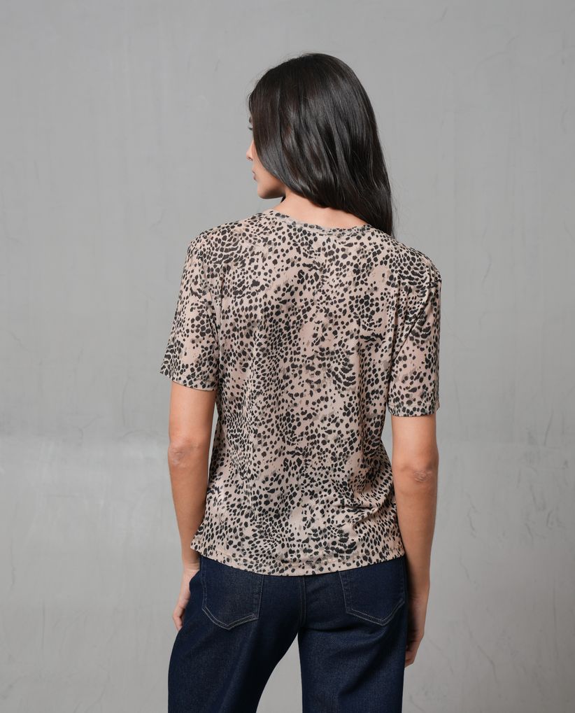 Camiseta manga corta de animal print para mujer