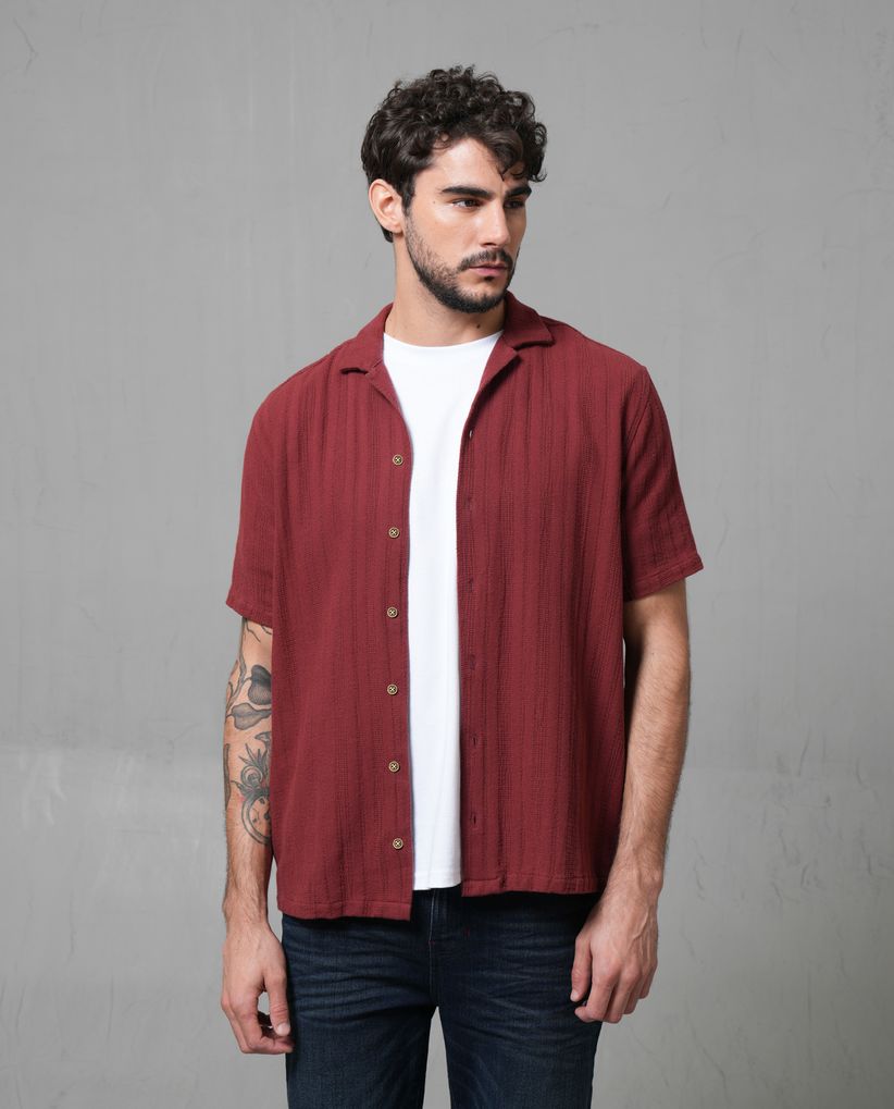 Camisa manga corta con textura para hombre