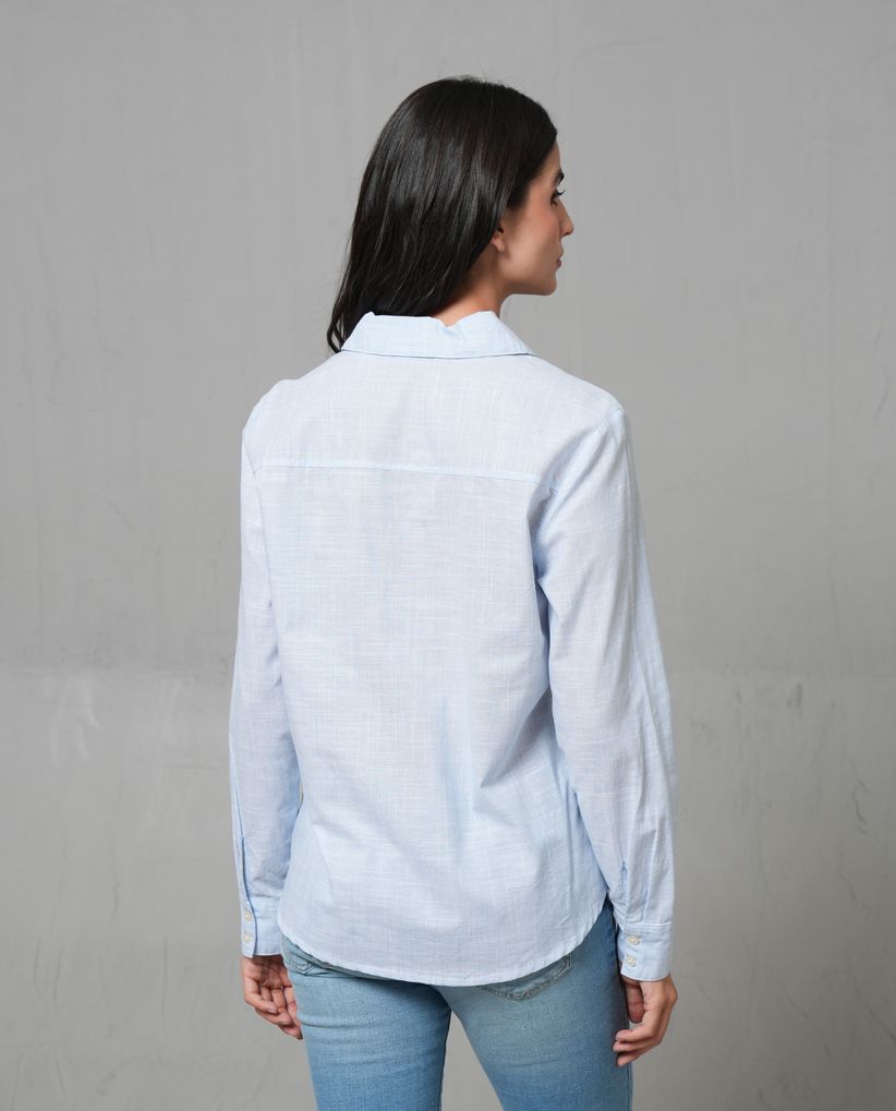 Camisa manga larga en 100% algodón para mujer