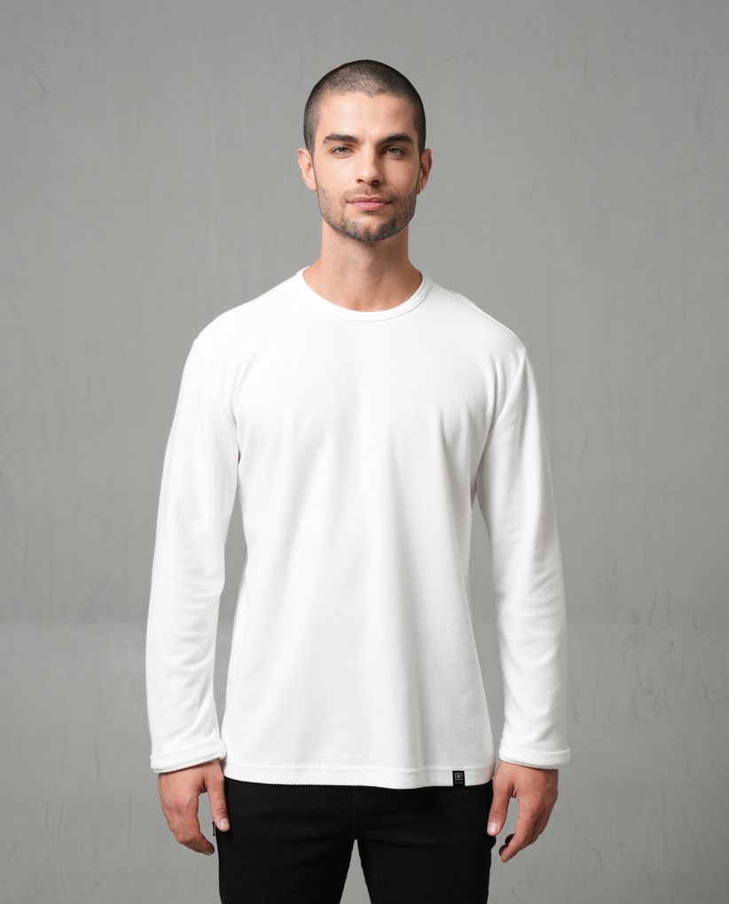 Camiseta manga larga con textura para hombre