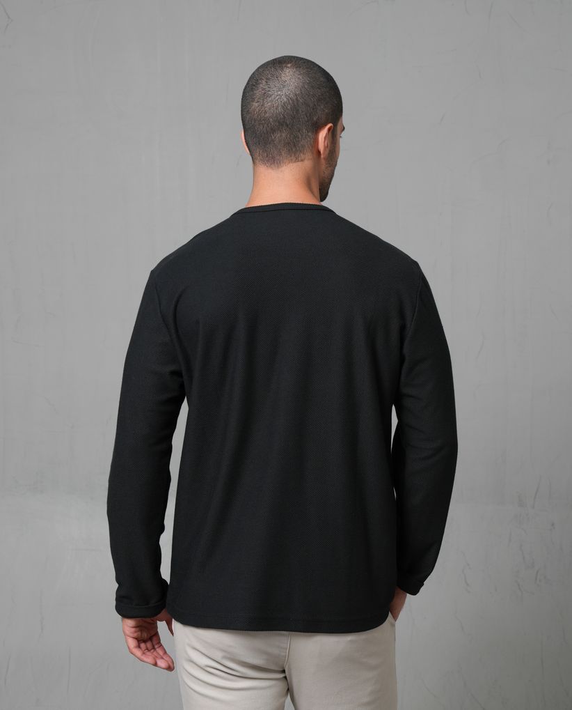 Camiseta manga larga con textura para hombre