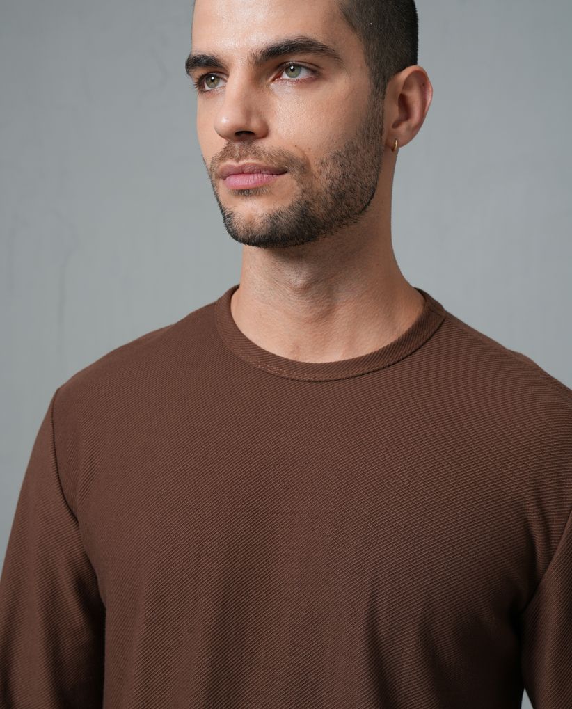 Camiseta manga larga con textura para hombre