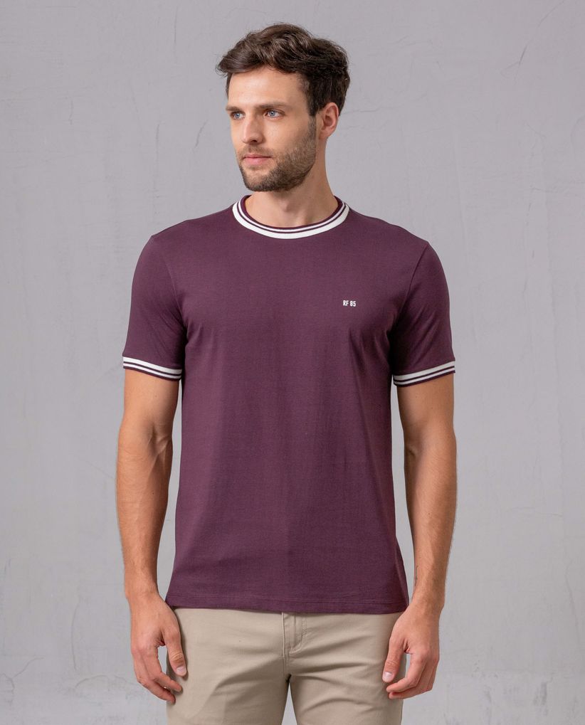 Camiseta con cuello y puños en contraste para hombre