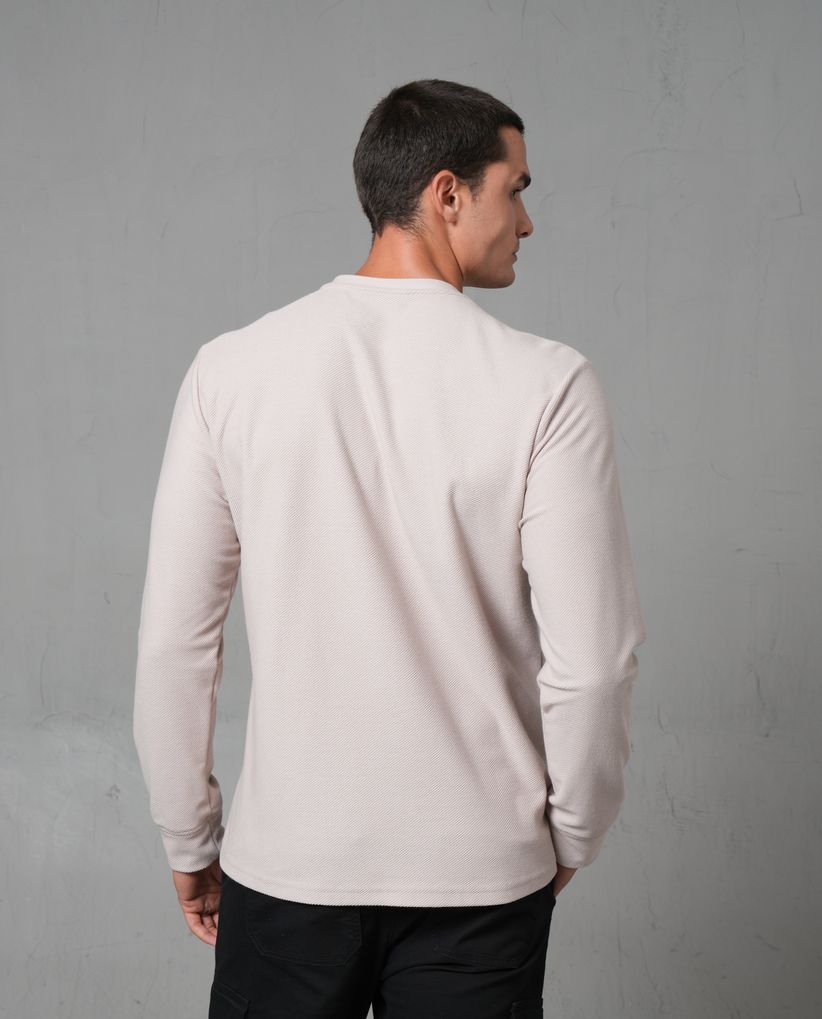 Camiseta manga larga de tela con textura para hombre