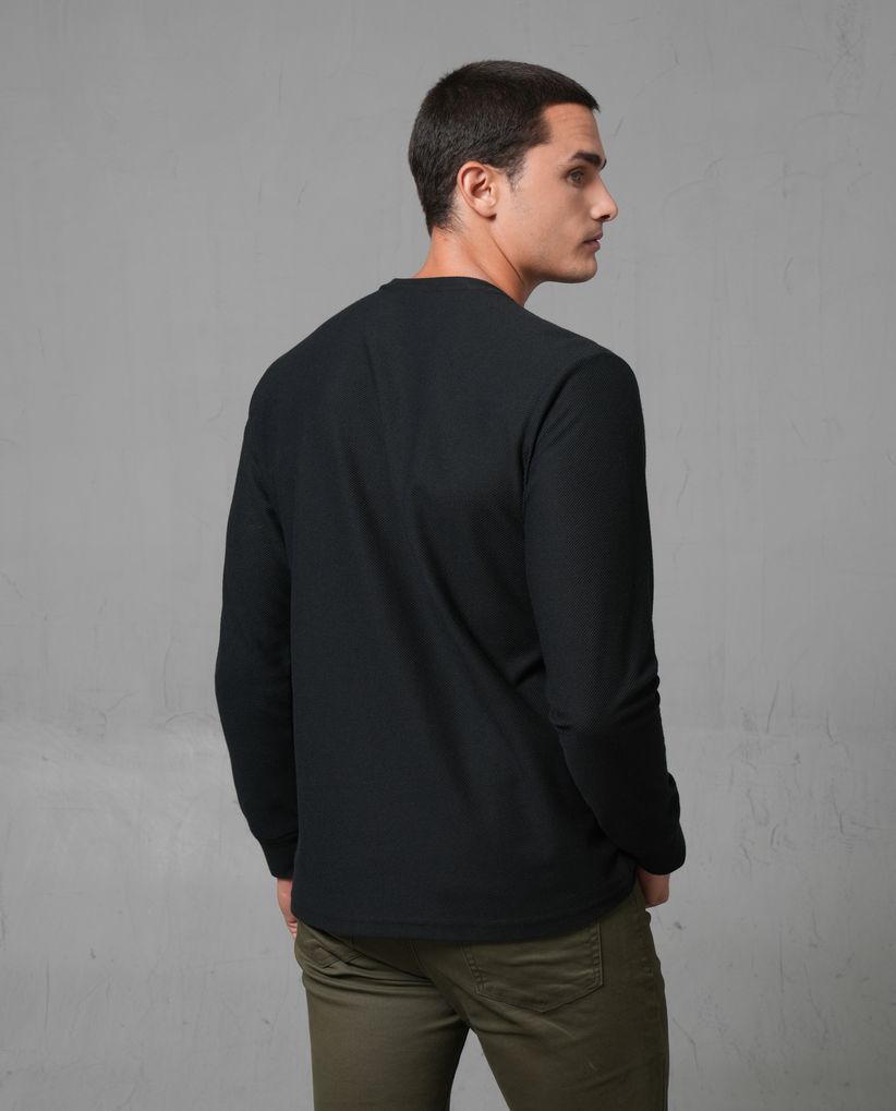 Camiseta manga larga de tela con textura para hombre