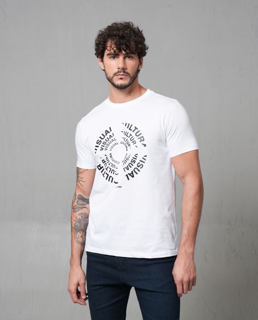 Camiseta estampada en frente para hombre
