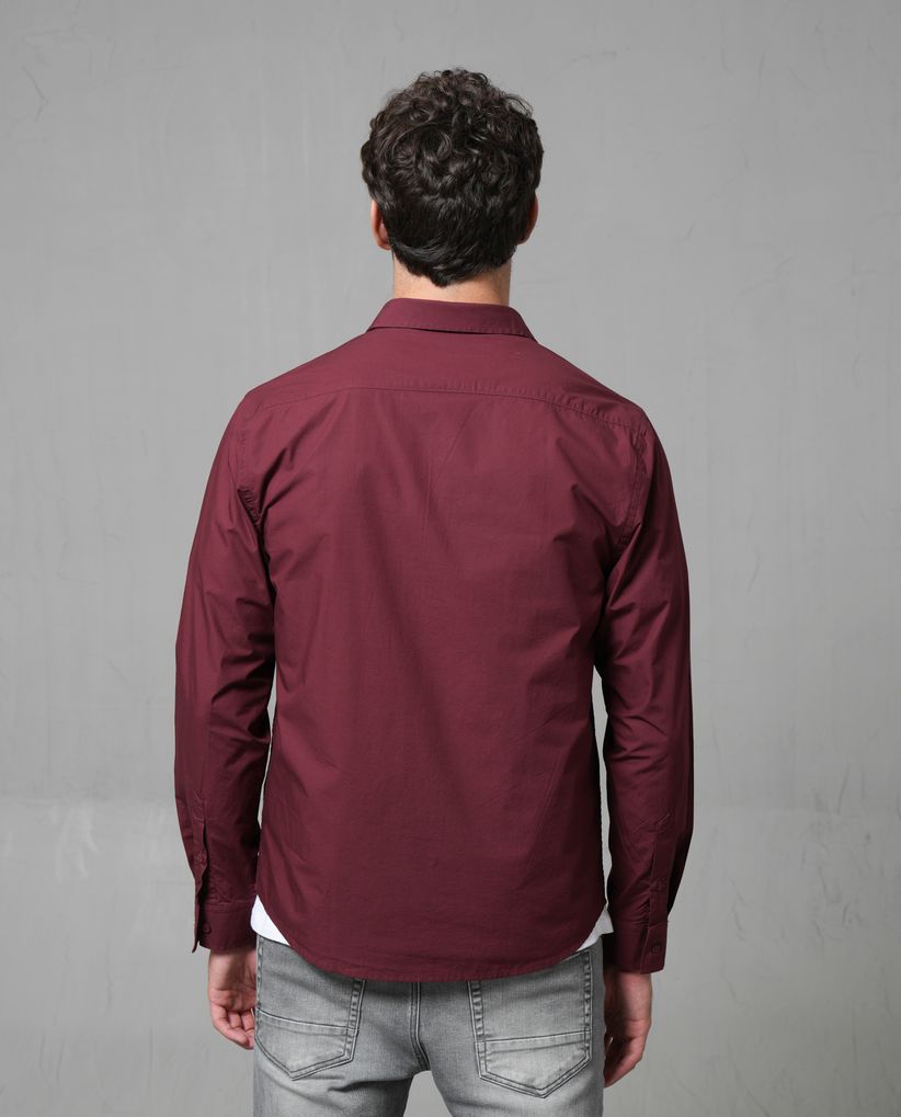 Camisa manga larga con mini bordado para hombre