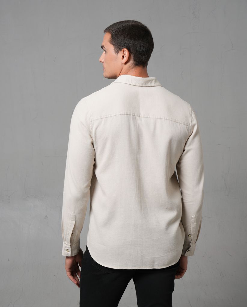 Camisa manga larga de tela con textura para hombre