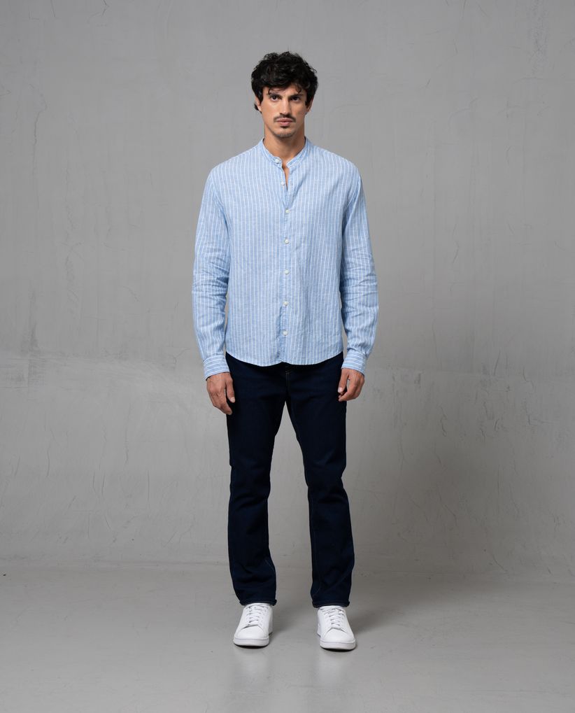 Camisa manga larga a rayas para hombre