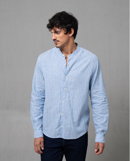 Camisa manga larga a rayas para hombre