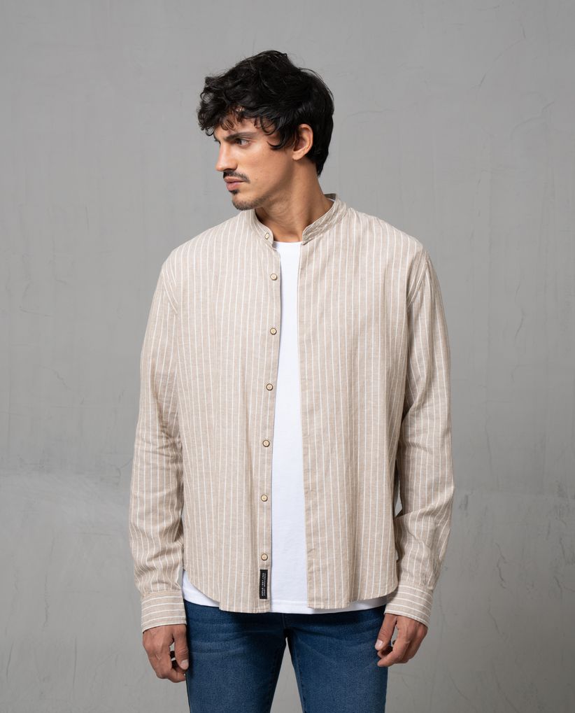 Camisa manga larga a rayas para hombre