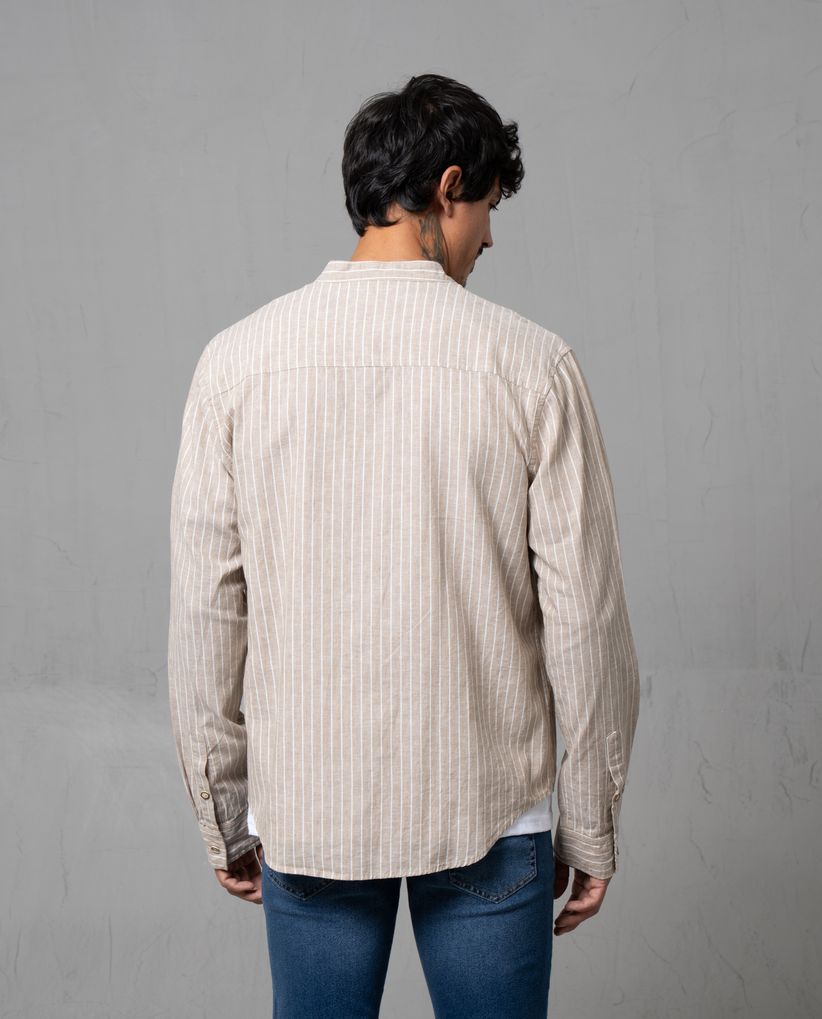 Camisa manga larga a rayas para hombre