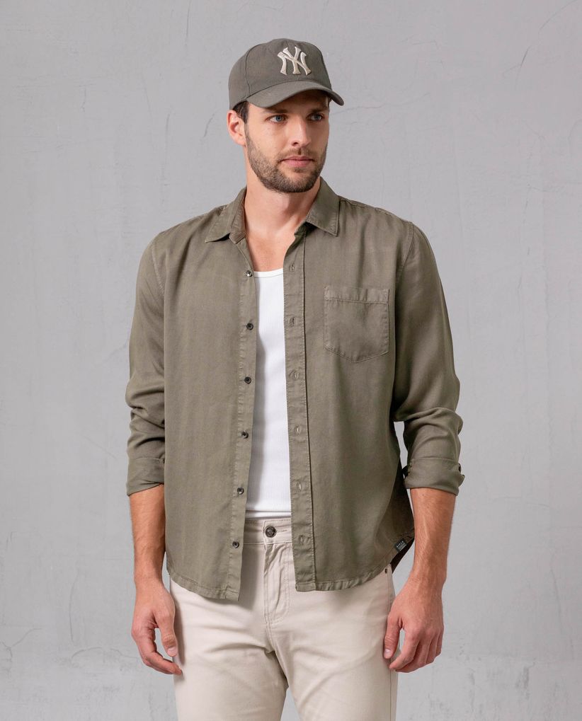 Camisa manga larga en lyocell para hombre