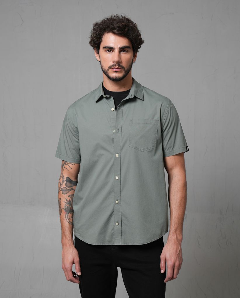 Camisa manga corta en popelina para hombre
