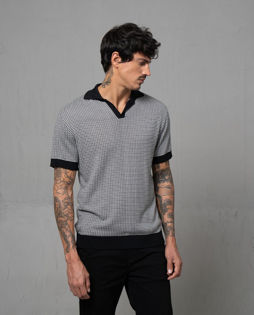 Polo tejida con diseño a rayas para hombre