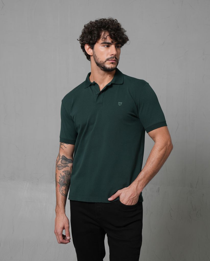 Polo con aplique de puma en punto corazón para hombre