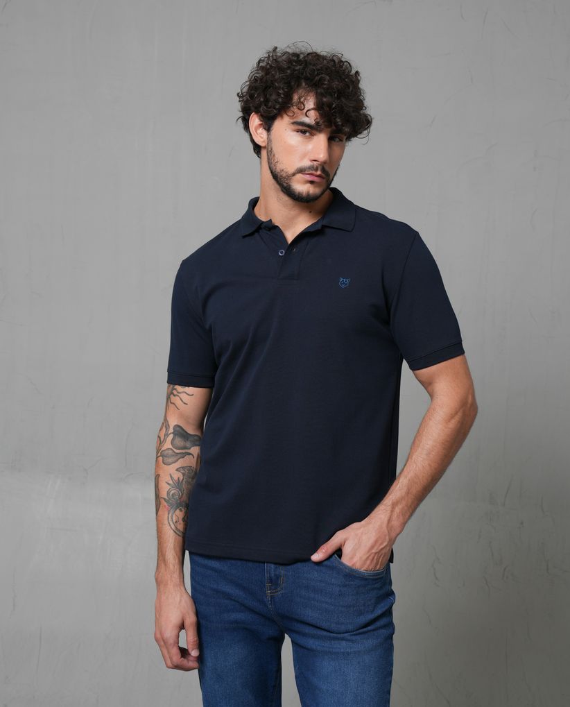 Polo con aplique de puma en punto corazón para hombre